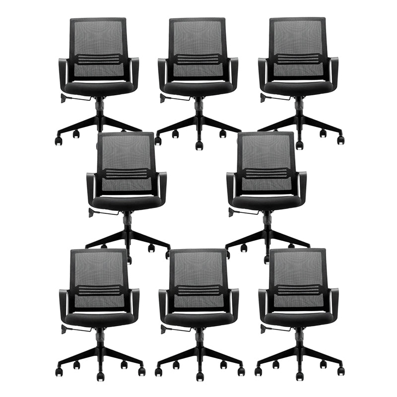 Modern Desk Chair Mesh Ergonomic Computer Chair Mid-Back Chair with Wheels 8 Piece Set Clearhalo 'furn' 'furn_office_chair' 'Furniture' 'Office Chairs' 'Office Furniture' 'office_chair' 6289369
