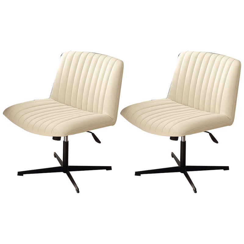 Office Swivel Lounge Chair Armless Solid Color Chair with Cushion Leather White 2 Piece Set Clearhalo 'Accent Chairs' 'accent_chairs' 'Chairs & Seating' 'furn' 'furn_accent_chairs' 'Furniture' 'Living Room Furniture' 6290115