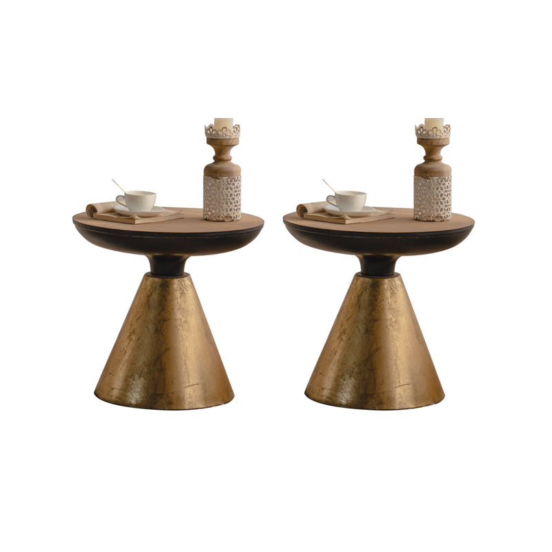 French Country Metal Pedestal Side End Table 18.9" Tall Round Side End Table