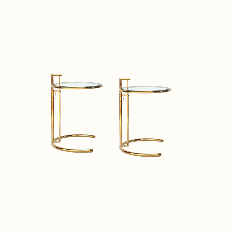 Mesa lateral metálica C de Metálica Tabla de vidrio de vidrio contemporáneo