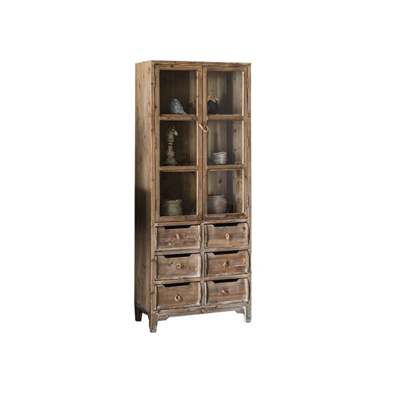 Industrial Distressed Wood Accent Cabinet in Brown with Drawers