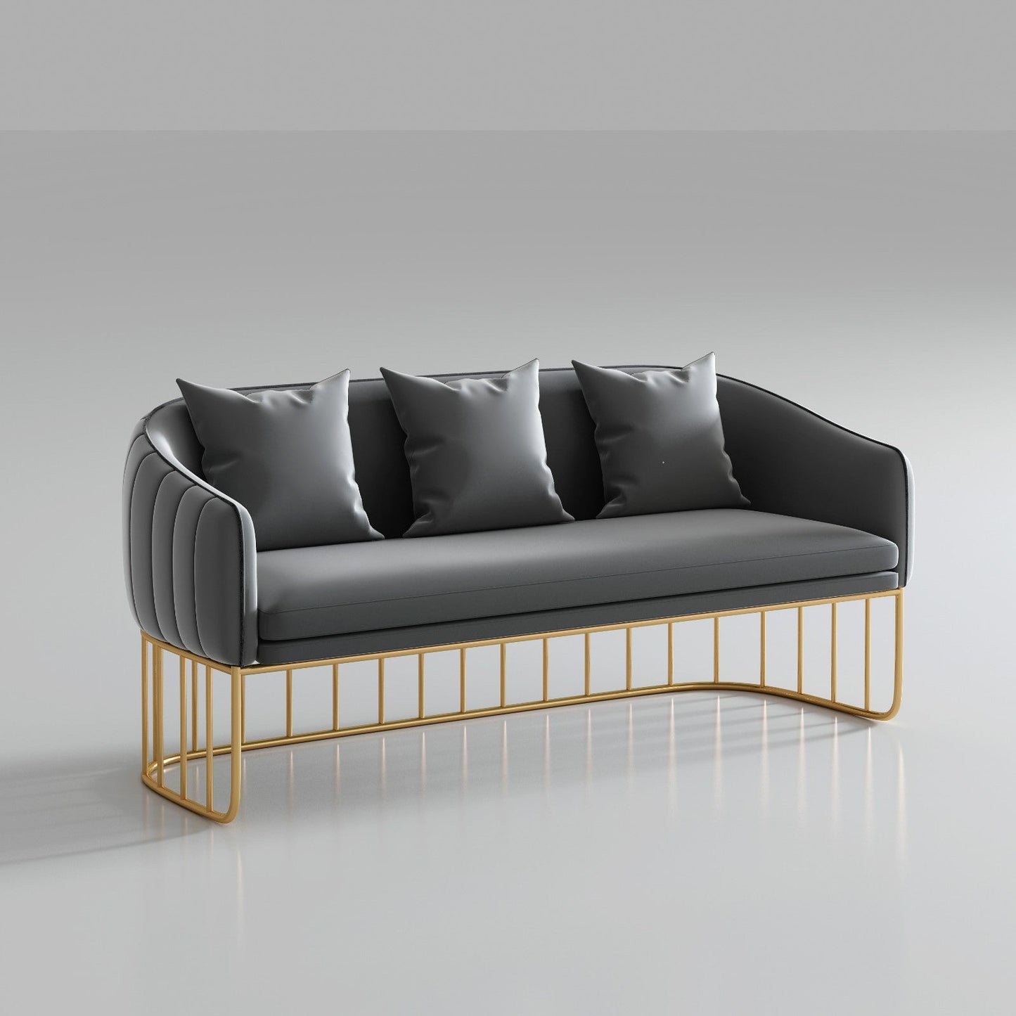 Contemporary Blue/Gray Sofa with Tuxedo Arm and Pillows for Apartment