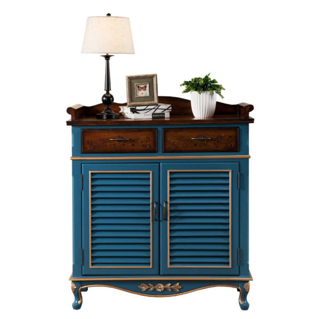 45.3 "背の高い2-ドアキャビネット2つの引き出しが付いた世紀半ばの苦しめられた木材貯蔵キャビネット