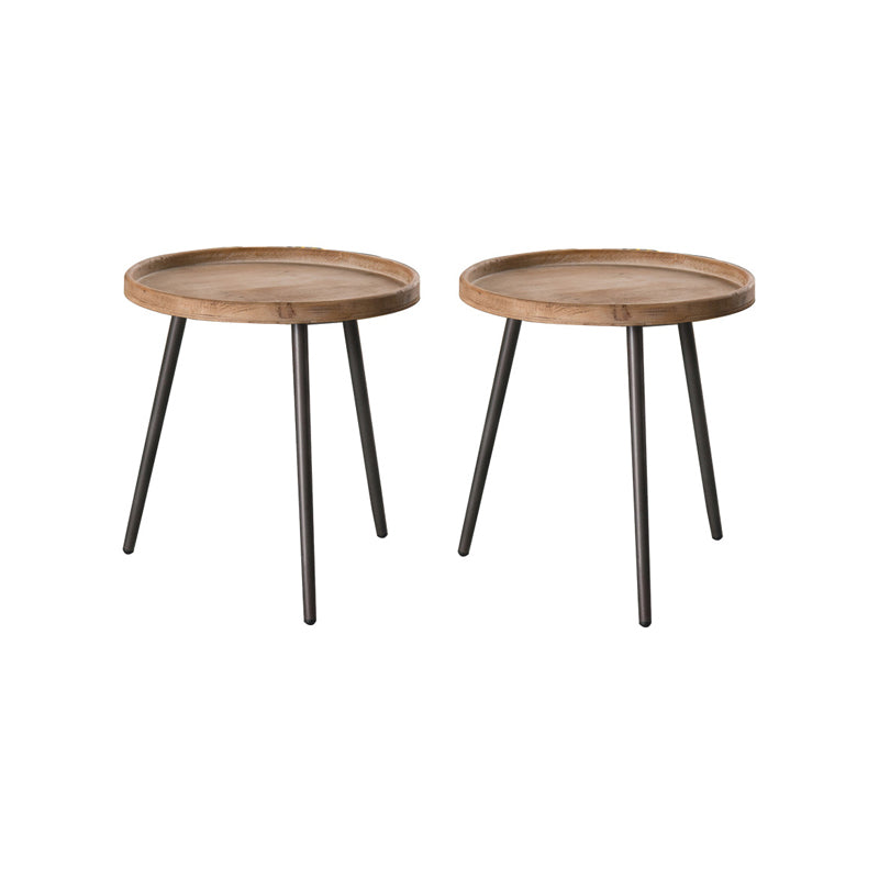 Rustic Solid Wood 3 Legs Tray Top Round Distressed Living Room Side Table