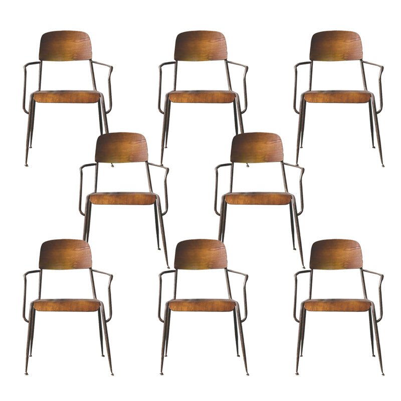 オープンバックサイドチェアインダストリアルスタイルのメタルとウッドダイニングチェア