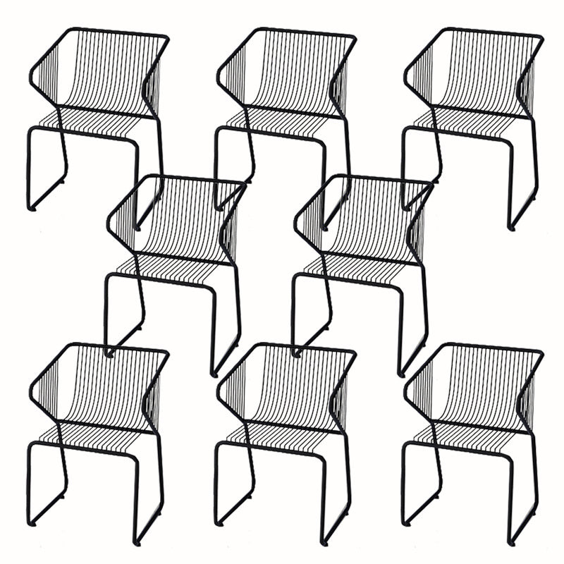 Slat Back Arm Chair Contemporary Style Metal Kitchen Dining Chair