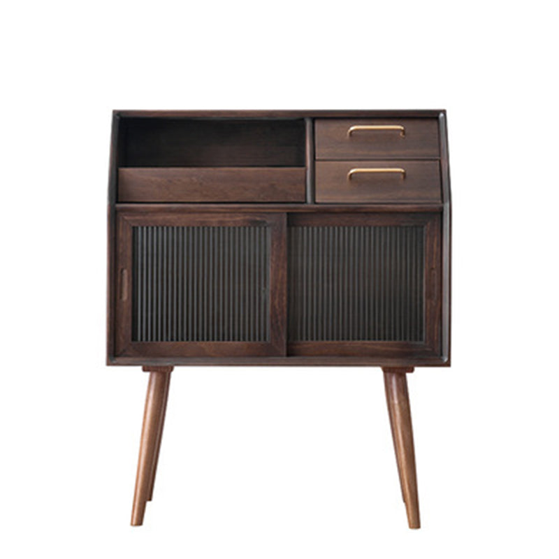 Modern Dining Buffet Sliding Doors Drawer and 2-Door Buffet Sideboard,17" W X 39" H Walnut Clearhalo 'buffet_sideboard' 'Buffets & Sideboards' 'furn' 'furn_buffet_sideboard' 'Furniture' 'Kitchen & Dining Furniture' 6295358