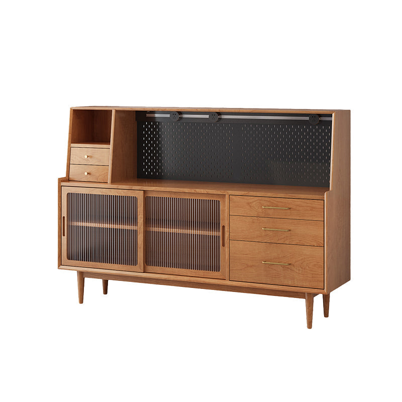 Moderno 5 cassetti a buffet stand pino tavolo laboard in legno massiccio con porta di vetro