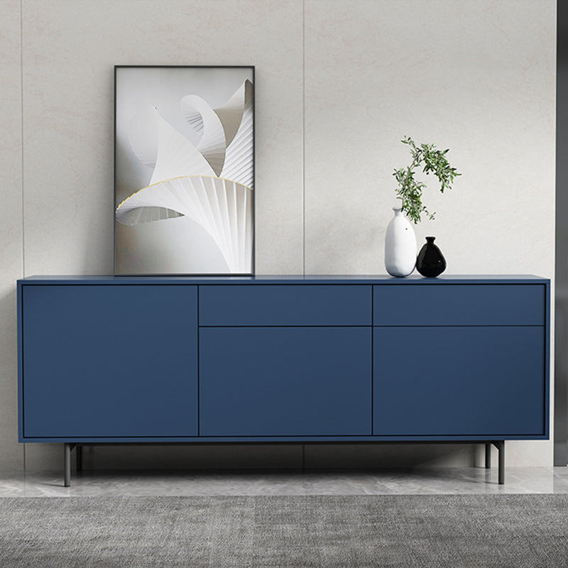 Modern Wooden Storage Sideboard Rectangle Sideboard Cabinet with Drawers and Doors 71"L x 14"W x 28"H Blue Clearhalo 'buffet_sideboard' 'Buffets & Sideboards' 'furn' 'furn_buffet_sideboard' 'Furniture' 'Kitchen & Dining Furniture' 6296154