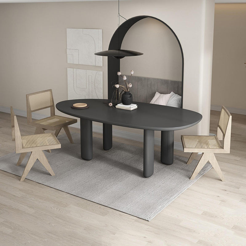 Modern gebogen kantoor bureau massief hout parsons zwart schrijfbureau