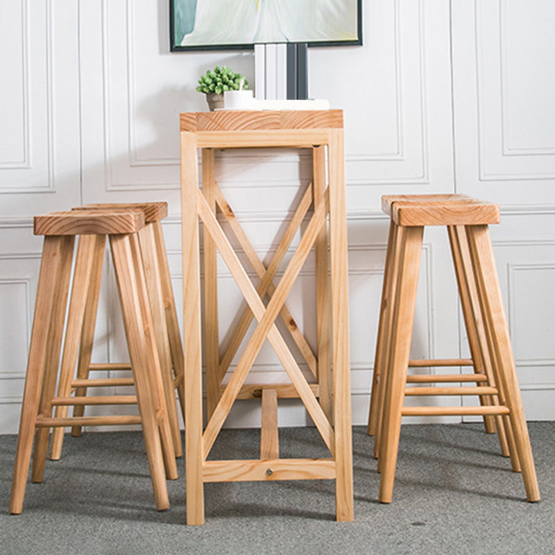 Rectangle Bar Table Solid Wood Contemporary Pub Table for Indoor