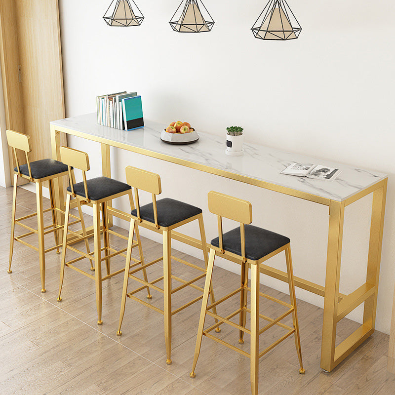 Glam Bar-height Table Rectangular and White Top Table for Living Room 78.7"L x 15.7"W x 41.3"H Without Chairs Clearhalo 'Bar Furniture' 'Bar Tables' 'bar_tables' 'furn' 'furn_bar_tables' 'Furniture' 'Kitchen & Dining Furniture' 6297225