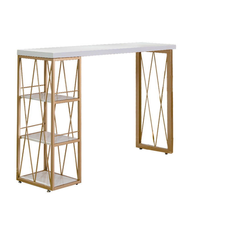 Table de la barre de bar moderne Blanc Faux Marble Top Pub Table avec 3 étagères