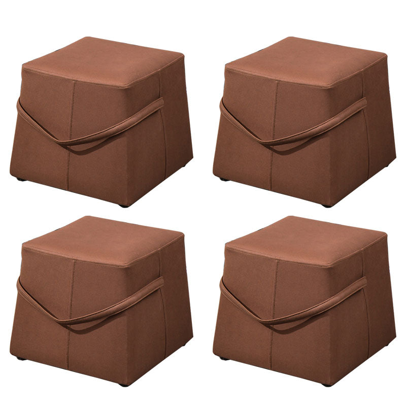 Moden Cotton Pouf Brown Scratch Resistant Pouf for Living Room 16.5"L x 13"W x 15.7"H Coffee 4 Piece Set Clearhalo 'furn' 'furn_ottomans_poufs' 'Furniture' 'Living Room Furniture' 'Ottomans & Poufs' 'ottomans_poufs' 6298864