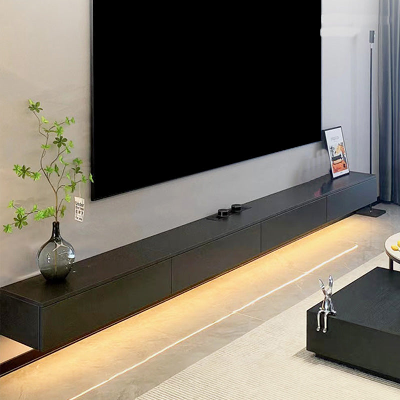 Contemporary Enclosed Storage TV Console Engineered Wood TV Stand with 4 Drawers 79"L x 12"W x 10"H Black Clearhalo 'furn' 'furn_tv_stands_entertainment_centers' 'Furniture' 'Living Room Furniture' 'TV Stands & Entertainment Centers' 'TV Stands & Media Storage Furniture' 'tv_stands_entertainment_centers' 6299028