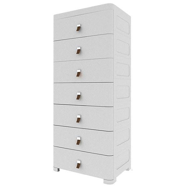 Contemporary Grey / White Chest Plastic Chest with Drawers for Bedroom 22"L x 16"W x 56"H Grey Clearhalo 'Bedroom Furniture' 'Dressers & Chests' 'dressers_chests' 'furn' 'furn_dressers_chests' 'Furniture' 6300238