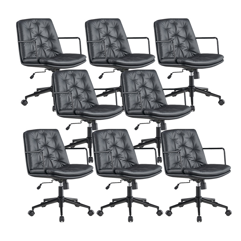 Mid Back Swivel Chair Modern Faux Leather Office Chair with Tufted