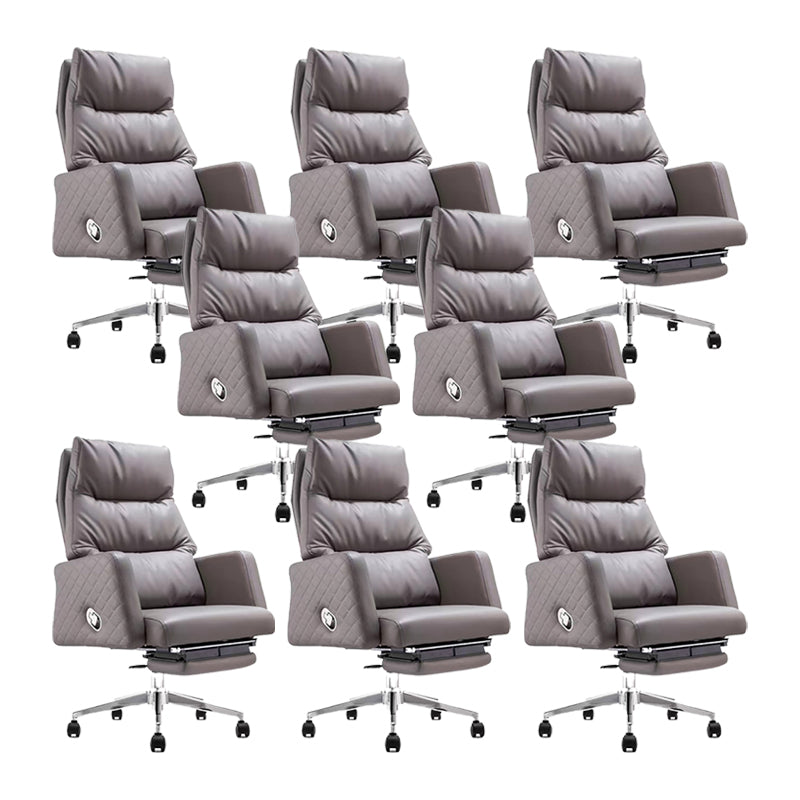 Gray Leather Managers Chair Contemporary Padded Arms Swivel Office Chair 8 Piece Set Clearhalo 'furn' 'furn_office_chair' 'Furniture' 'Office Chairs' 'Office Furniture' 'office_chair' 6300989
