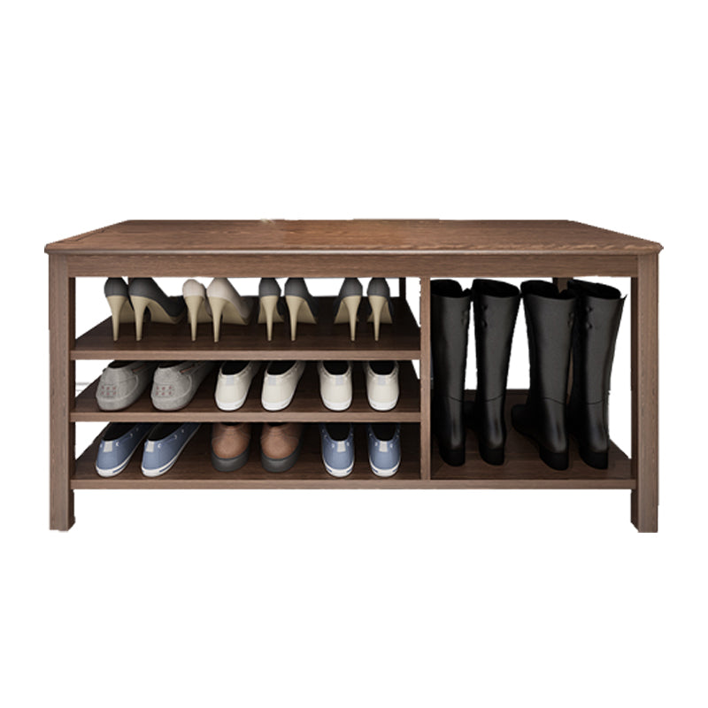 Contemporary Rubber Wood Bench Rectangle Seating Bench in Brown with Storage 47"L x 14"W x 20"H Brown Wood Clearhalo 'Benches' 'Chairs & Seating' 'furn' 'furn_benches' 'Furniture' 'Living Room Furniture' 6301682