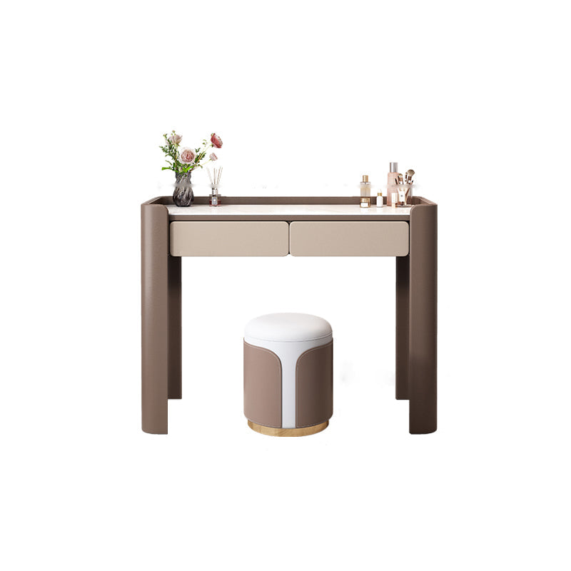 2 Storage Drawers Make-up Vanity Stool Set Faux Leather Dressing Table