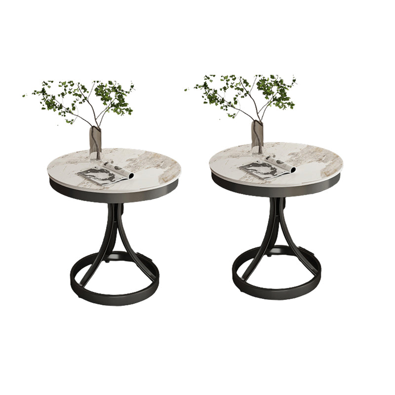 Contemporary 21.65" Tall Round Slate Top Side Table Pedestal End Table Black 2 Clearhalo 'Coffee & Accent Tables' 'End & Side Tables' 'end_side_tables' 'furn' 'furn_end_side_tables' 'Furniture' 'Living Room Furniture' 6302138