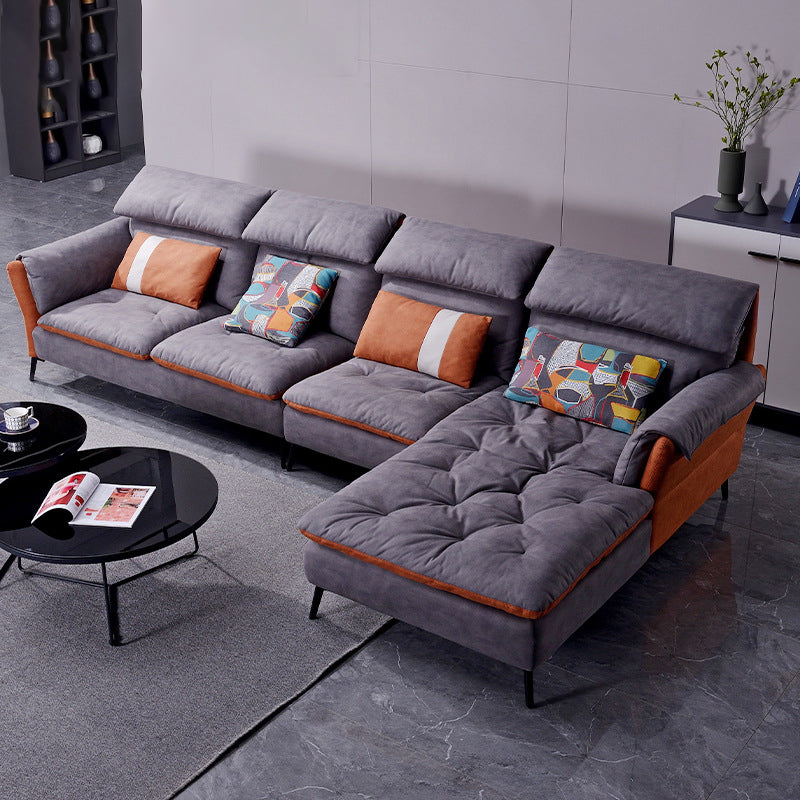 Faux Leder-Schnittsofa mit Chaise ausgestattetem Arm 4-Sitzer-Sofa