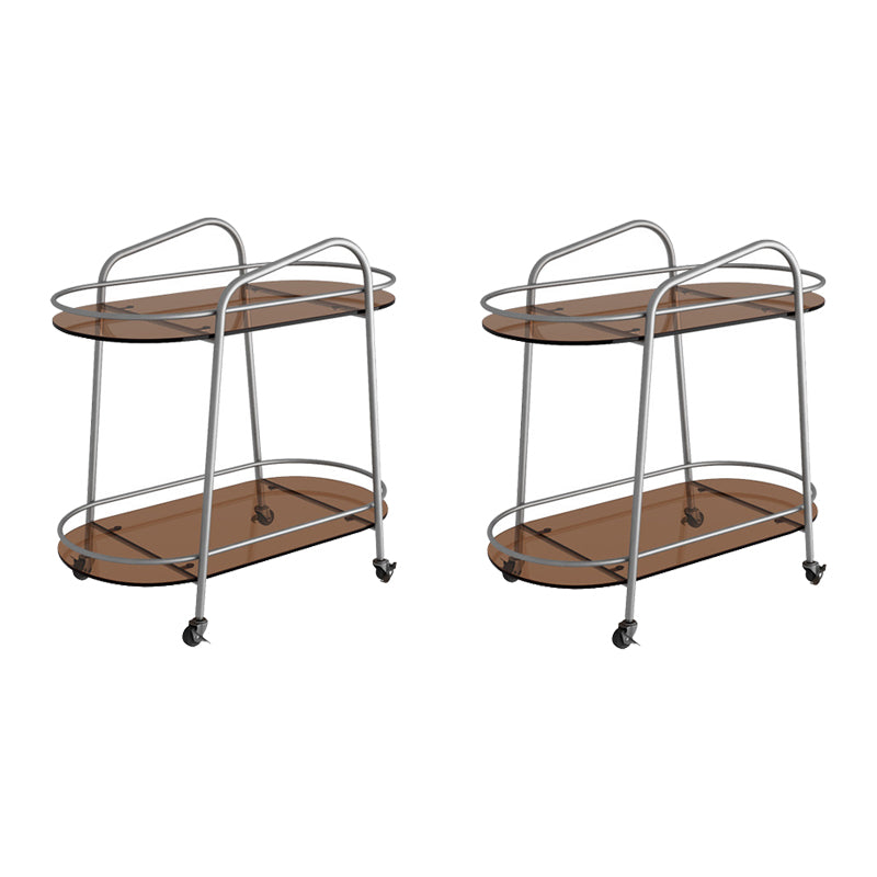 ストレージ卵形のダブルティアリビングルームを備えたモダンなサイドテーブルガラス