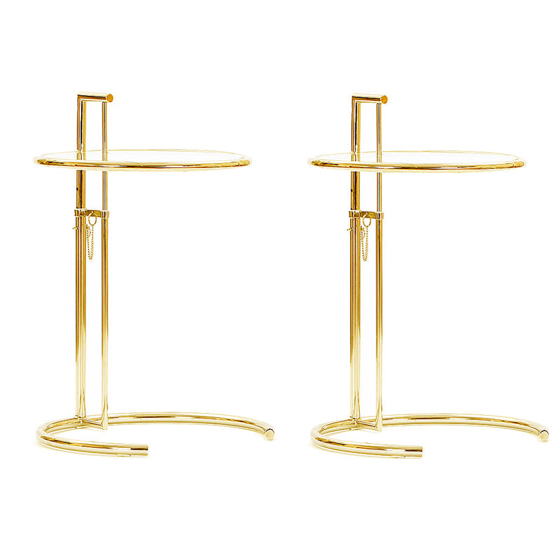 Contemporary Round End Table Glass Living Room Metal Abstract Side Table