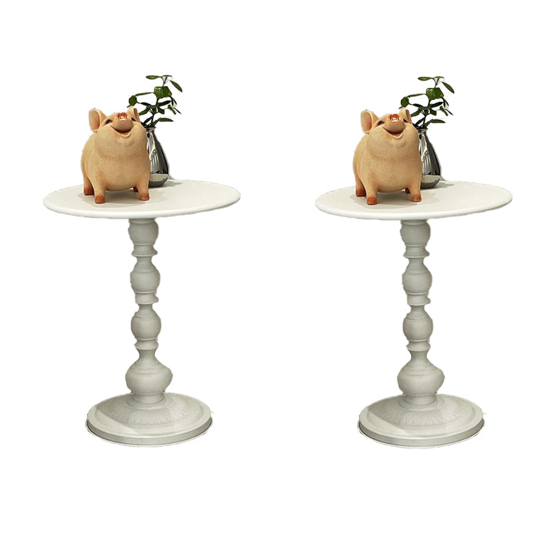 中世紀のエンドテーブル鉄台座丸いリビングルームサイドテーブル