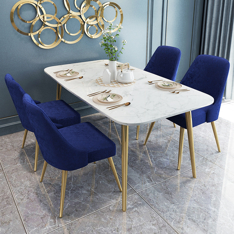 Modern Faux Marble Dining Table Metal Dining Table for Home Use 78.7"L x 31.5"W x 29.5"H Without Chairs Clearhalo 'Dining Tables & Seating' 'Dining Tables' 'dining_table' 'furn' 'furn_dining_table' 'Furniture' 'Kitchen & Dining Furniture' 6303771