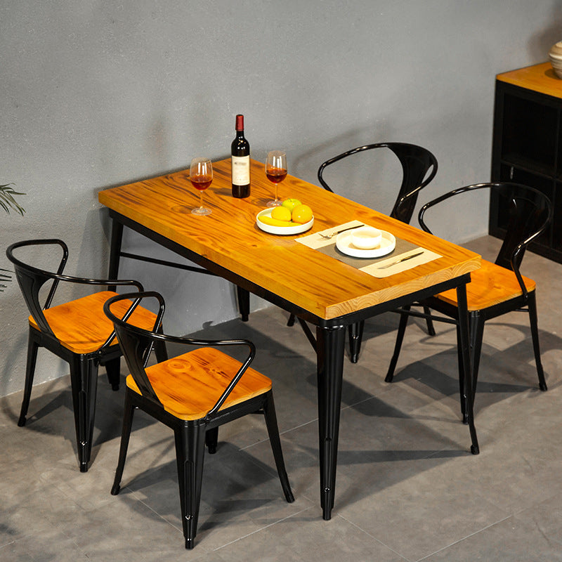 Rectangle Black Base Dining Table Industrial Wood Table for Bar 70.9"L x 31.5"W x 29.5"H Without Chairs Clearhalo 'Dining Tables & Seating' 'Dining Tables' 'dining_table' 'furn' 'furn_dining_table' 'Furniture' 'Kitchen & Dining Furniture' 6304208