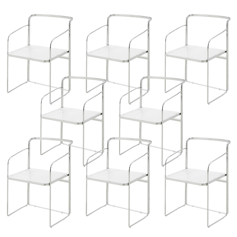 Sillas de comedor de cocina de metal silla lateral de comedor abierta en plata