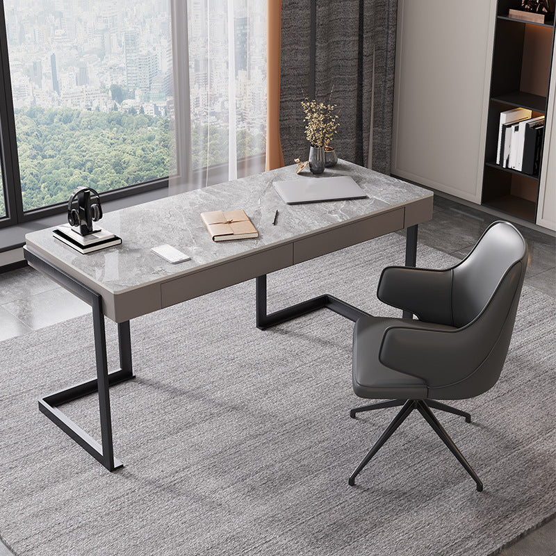 29.53" H Industrial Office Desk Rectangular Secretary Desk with 2 Storage Drawers 63"L x 23.6"W x 29.5"H Clearhalo 'furn' 'furn_office_desk' 'Furniture' 'Office Desks' 'Office Furniture' 'office_desk' 6309540