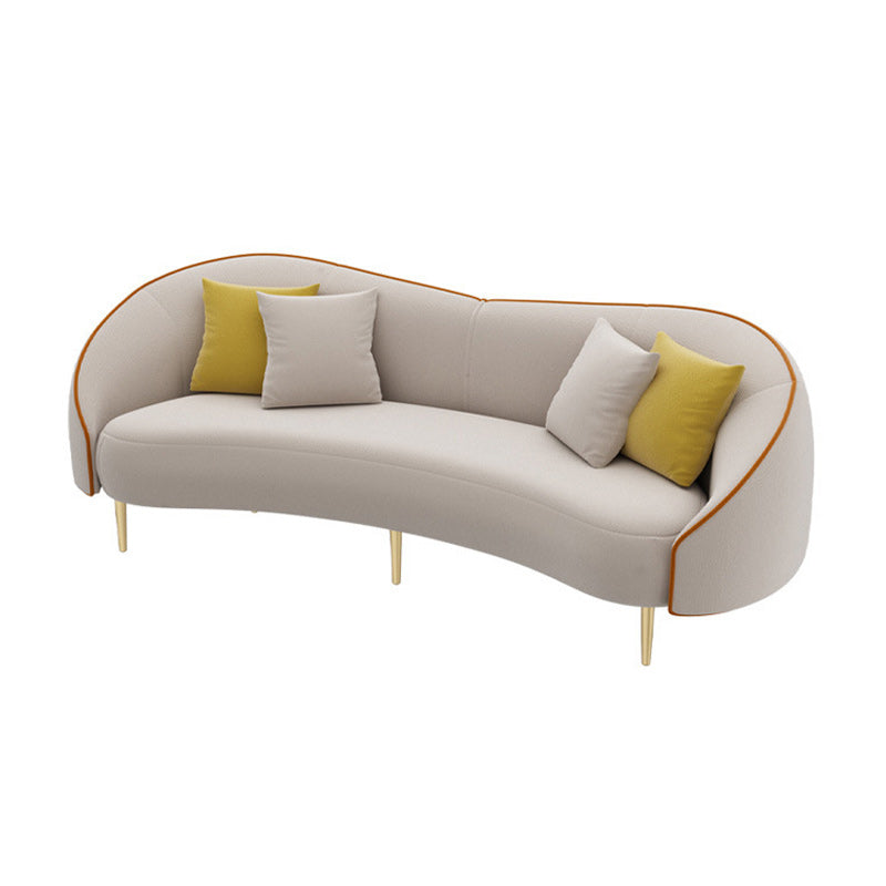 Contemporary White/Grey Sofa with Tight Back Curved Sofa for Apartment