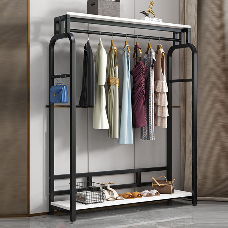 Modern Metal Entryway Kit Hanging Rail and 2 Storage Shelving Coat Hanger 55"L x 16"W x 59"H Black Clearhalo 'Entry & Mudroom Furniture' 'furn' 'furn_hall_tree_coat_racks' 'Furniture' 'Hall Trees & Coat Racks' 'hall_tree_coat_racks' 6310722