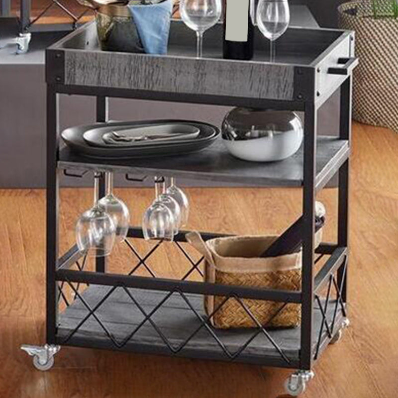 Contemporary Rolling Kitchen Cart Wood Rectangular Kitchen Cart for Dining Room Grey Clearhalo 'furn' 'furn_kitchen_islands_carts' 'Furniture' 'Kitchen & Dining Furniture' 'Kitchen Islands & Carts' 'kitchen_islands_carts' 6313681