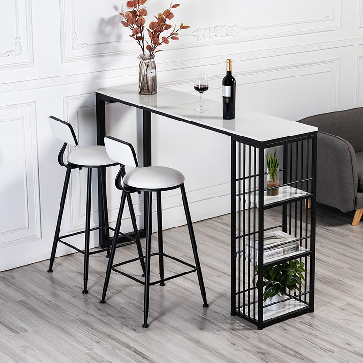 Contemporary Bar Table Set 1/3 Pcs Faux Marble Bar Table and Armless Stools 3 Pieces: Table, 2 Stools Clearhalo 'Bar Furniture' 'furn' 'furn_home_bar_bar_sets' 'Furniture' 'Home Bars & Bar Sets' 'home_bar_bar_sets' 'Kitchen & Dining Furniture' 6313898