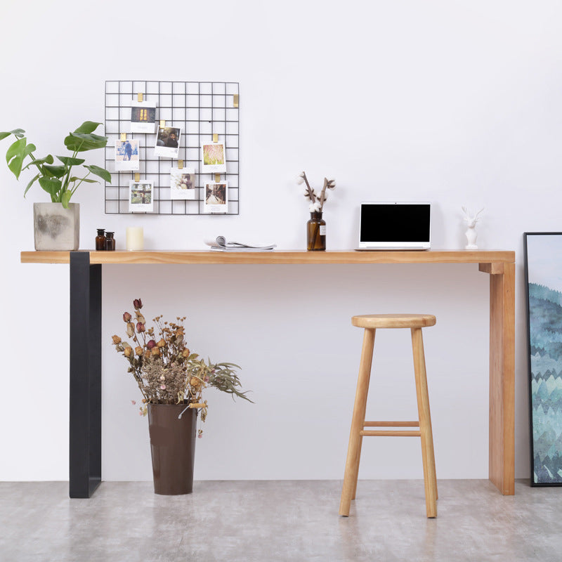 Industrial Style 1/2 Pieces Bar Table Set Rectangle Bar Table with Wooden Stools 2 Pieces: Table, 1 Stool Clearhalo 'Bar Furniture' 'furn' 'furn_home_bar_bar_sets' 'Furniture' 'Home Bars & Bar Sets' 'home_bar_bar_sets' 'Kitchen & Dining Furniture' 6314091