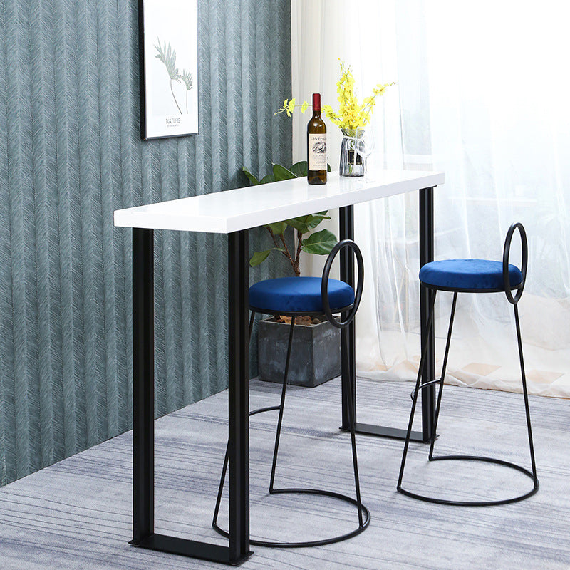 Modern 1/3 Pieces Bar Table Set Rectangle Wood Counter Table with High Stools for Cafe 3 Pieces: Table, 2 Blue Stools Clearhalo 'Bar Furniture' 'furn' 'furn_home_bar_bar_sets' 'Furniture' 'Home Bars & Bar Sets' 'home_bar_bar_sets' 'Kitchen & Dining Furniture' 6314189