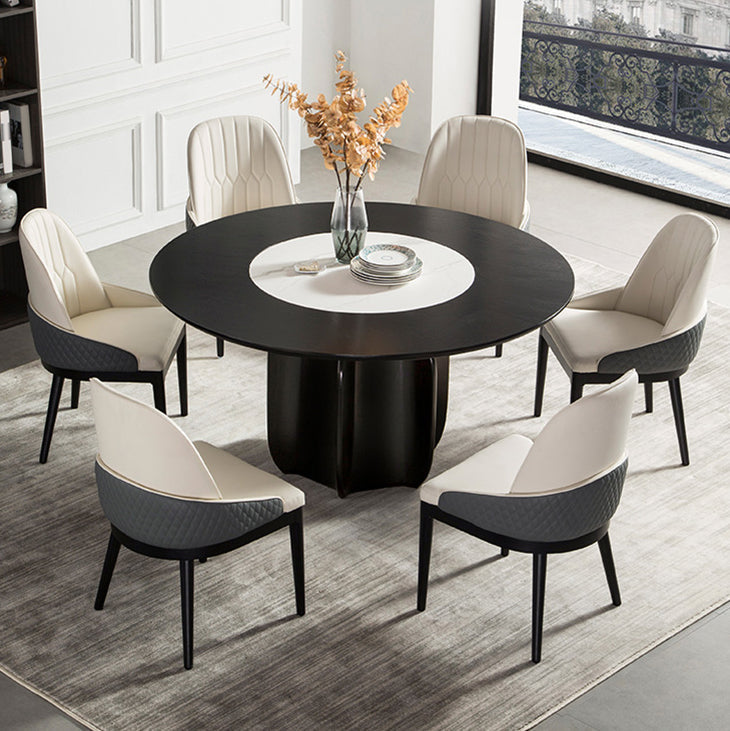 Massivholz Esstisch Set 1/4/5/7 PCS Sockel Esstisch mit gepolsterten Stühlen