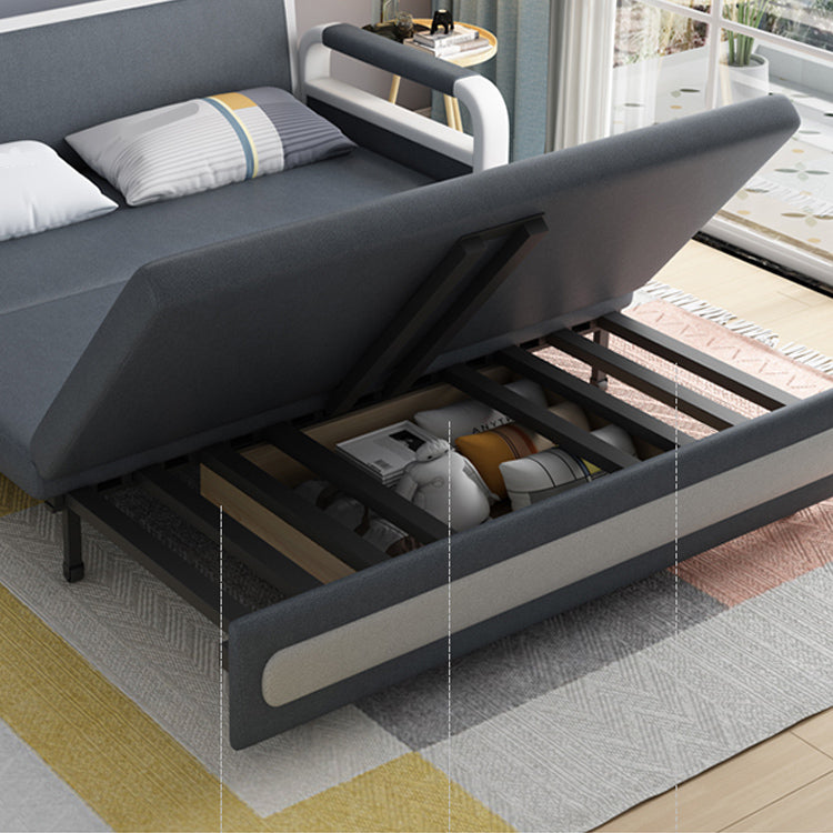 Diep grijze faux lederen bank bed 33,46 "brede vierkante arm slaapbank