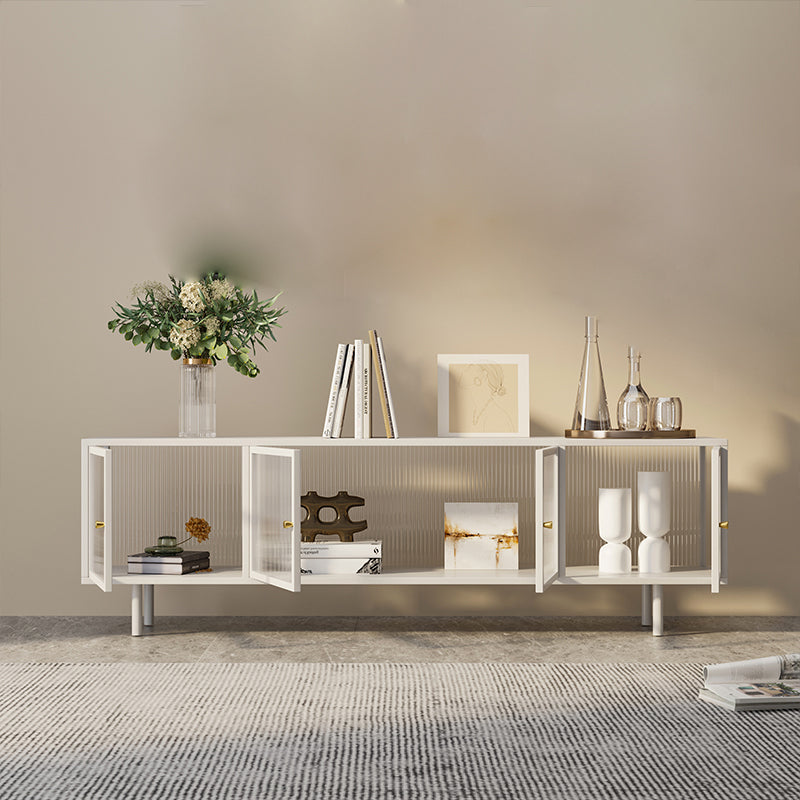 Industriële metalen tv -standaard thuis ingesloten opslag tv -kast met glazen deuren