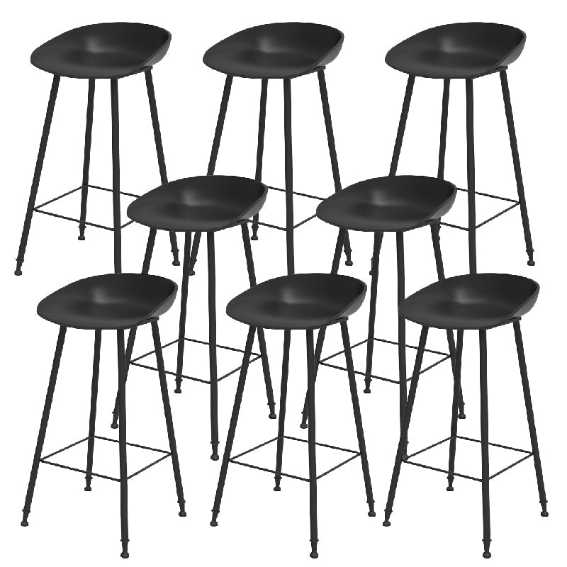Luxurious Armless Counter High Stool Backrest Metal Bar Stool with Plastic Seat Black 8 Piece Set Clearhalo 'Bar Furniture' 'Bar Stools' 'bar_stools' 'furn' 'furn_bar_stools' 'Furniture' 'Kitchen & Dining Furniture' 6316872