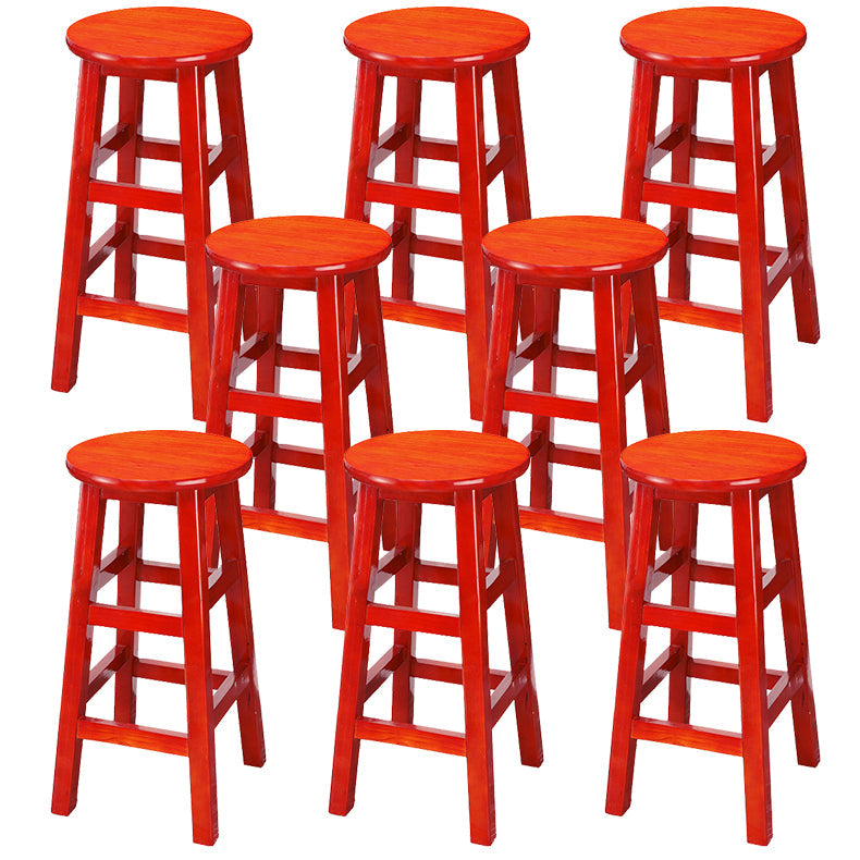 Rückenfreies massives Holz runder Stuhl Industrielle Holzschalterstuhl mit 4 Beinen