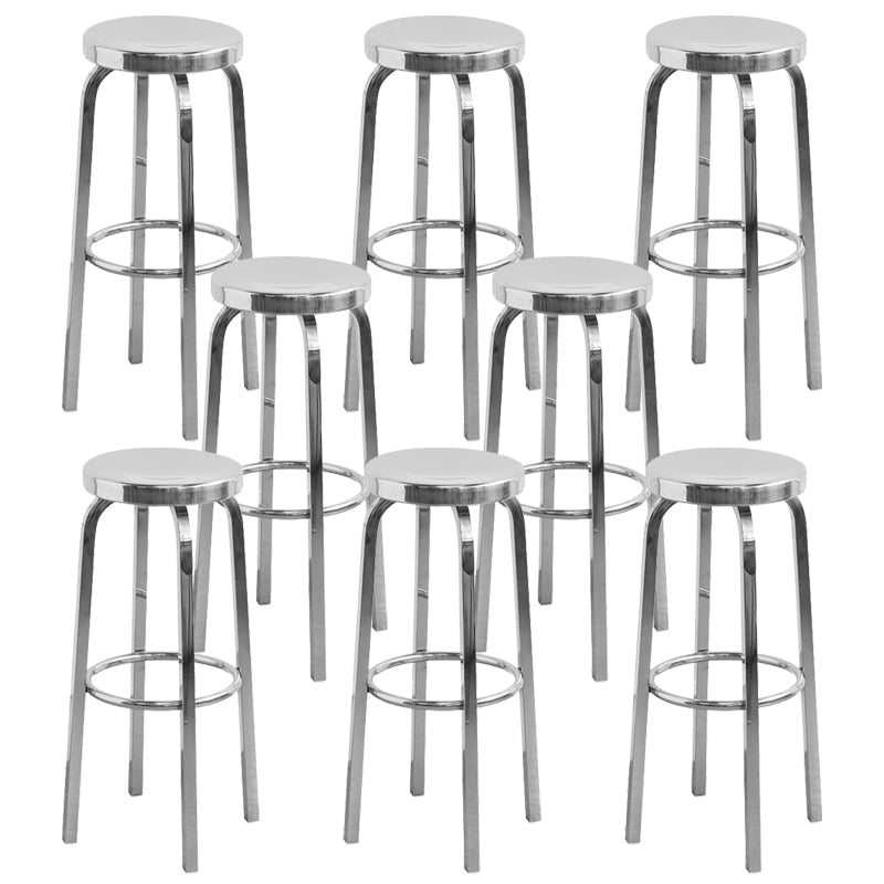 Sgabello da bar rotondo con banco in acciaio inossidabile industriale con poggiapiedi