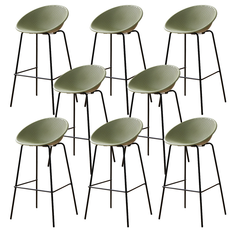 Nordic Backrest Counter Stool with Metal Base Plastic Armless Bar Chair with 4 Legs Green 8 Piece Set Bar Stool(30"H) Clearhalo 'Bar Furniture' 'Bar Stools' 'bar_stools' 'furn' 'furn_bar_stools' 'Furniture' 'Kitchen & Dining Furniture' 6318239