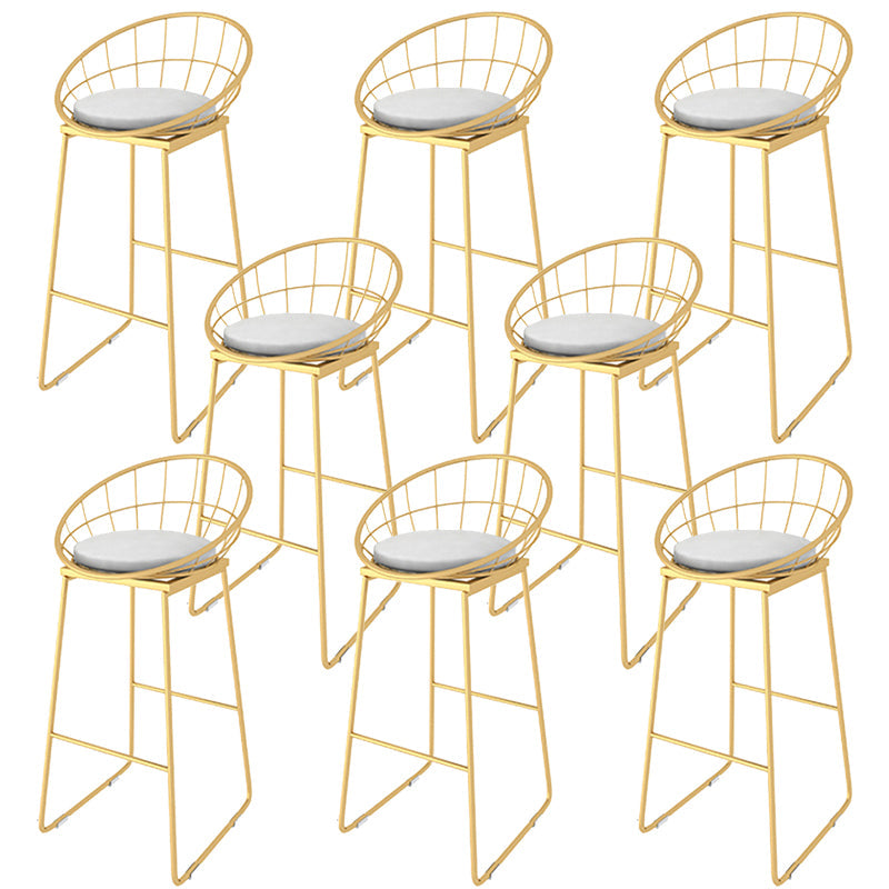 Glam Upholstered Counter Stool Low Back Stool with Gold Frame 8 Piece Set Sled Clearhalo 'Bar Furniture' 'Bar Stools' 'bar_stools' 'furn' 'furn_bar_stools' 'Furniture' 'Kitchen & Dining Furniture' 6318344