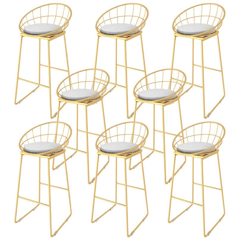 Glam Style Counter Stool Upholstered Round Bar Stool with Gold Frame With Back 8 Piece Set Clearhalo 'Bar Furniture' 'Bar Stools' 'bar_stools' 'furn' 'furn_bar_stools' 'Furniture' 'Kitchen & Dining Furniture' 6318354