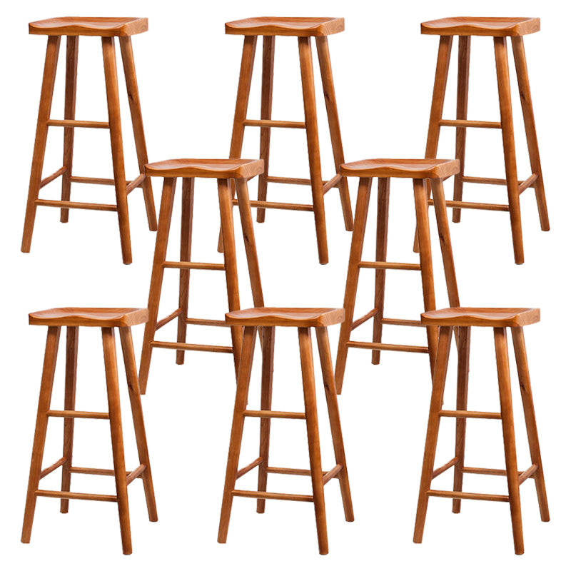 Industrial Solid Wood Counter Stool Saddle Seat Backless Bar Stool Brown 8 Piece Set Clearhalo 'Bar Furniture' 'Bar Stools' 'bar_stools' 'furn' 'furn_bar_stools' 'Furniture' 'Kitchen & Dining Furniture' 6318491
