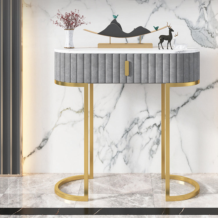 Glam Oval Console Akzenttisch Antikes Finish -Sofa -Konsolentisch in Marmor
